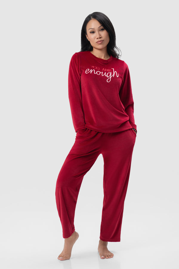 Women Turkish PJ Pajama Red Velvet Kadifa