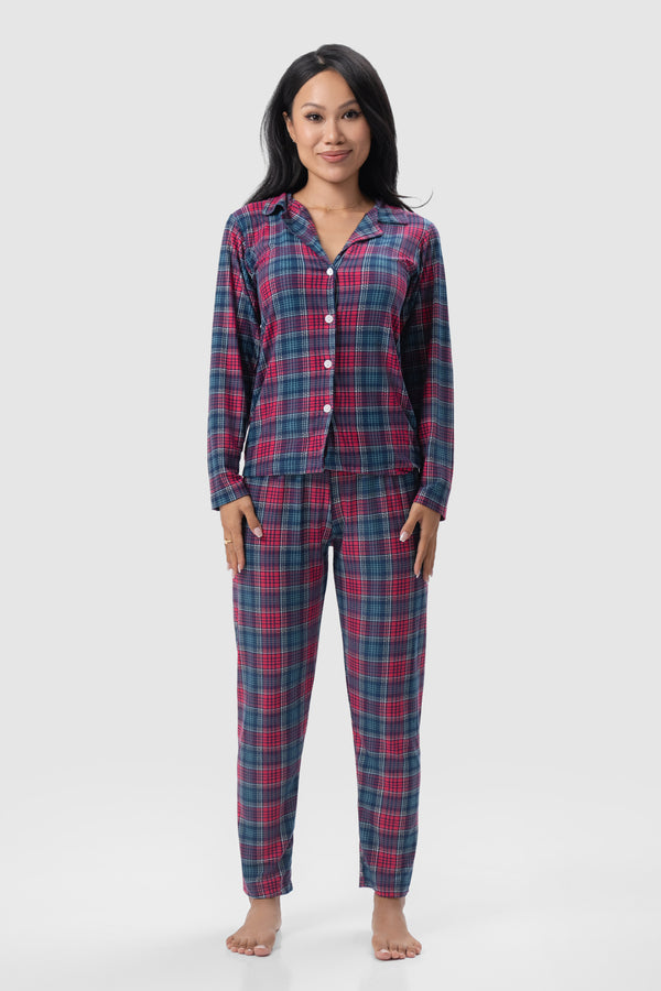 Women Turkish PJ Pajama Blue & Red