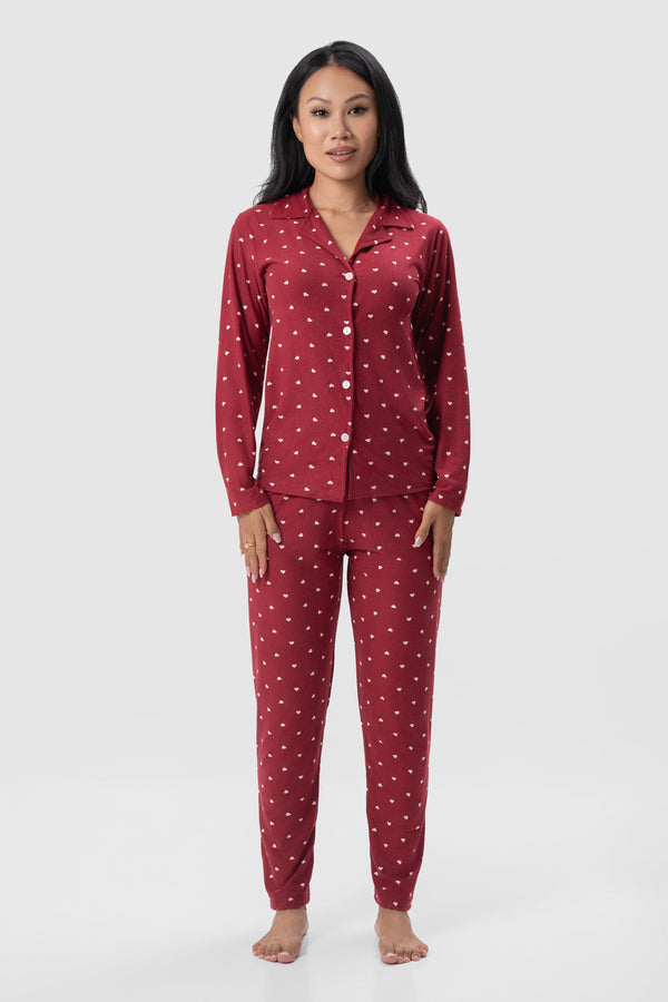 Women Turkish PJ Pajama Red Dotted