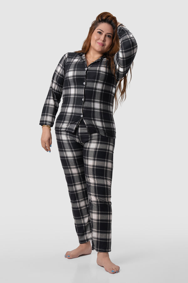 Women Turkish PJ Pajama Black & White