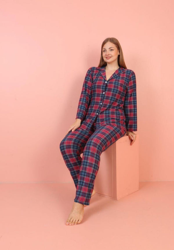 Women Turkish PJ Pajama Blue & Red