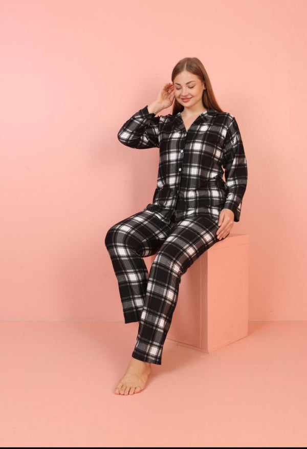 Women Turkish PJ Pajama Black & White